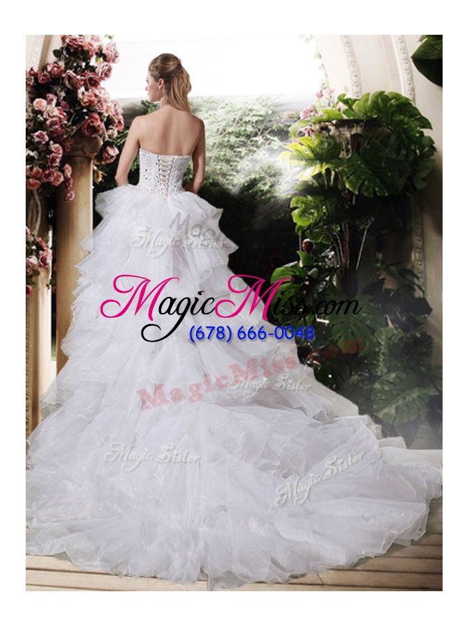 wholesale 2016 gorgeous high low wedding dresses with beading and ruffles
