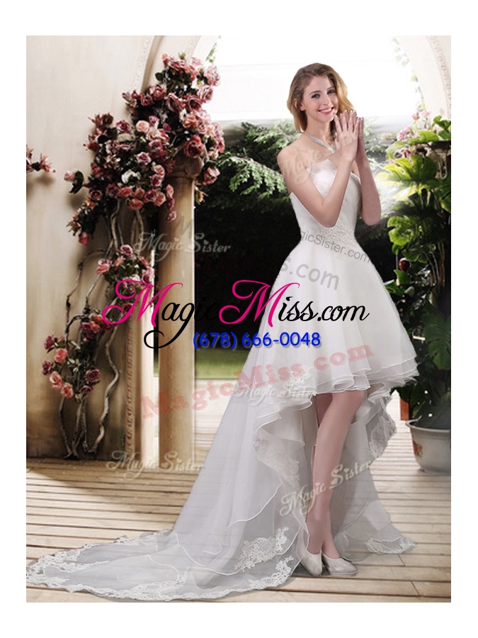 wholesale 2016 classical high low a line wedding dresses with appliques