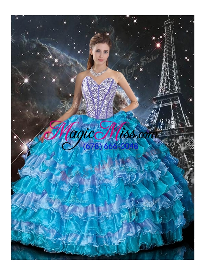 wholesale modest ruffled layers quinceanera dresses and cheap multi color mini quinceanera dresses and latest beading dama dresses