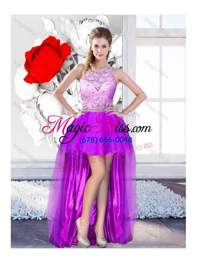 wholesale 2016 pretty high low scoop bridesmaid dresses with beading