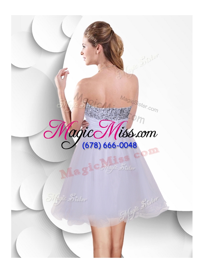 wholesale 2016 beautiful short prom dress with sequins and hand made flowers