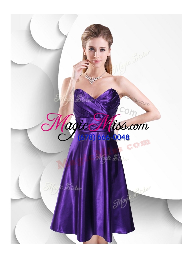 wholesale 2016 perfect empire sweetheart elastic woven satin prom dress with beading and ruching