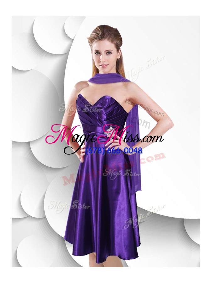 wholesale 2016 perfect empire sweetheart elastic woven satin prom dress with beading and ruching