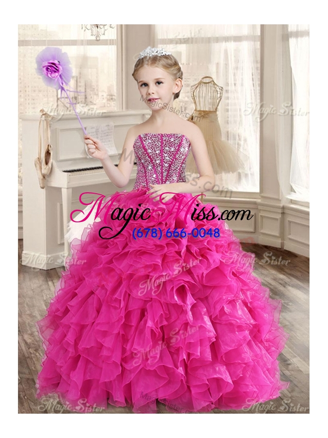 wholesale pretty hot pink beaded and ruffled quinceanera dress and short sequined dama dresses and strapless mini quinceanera dress