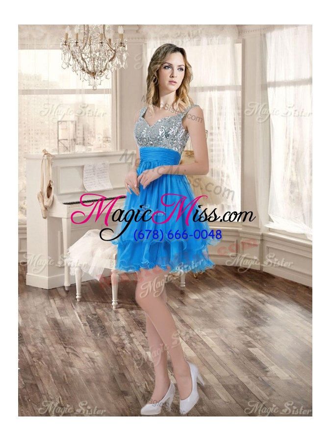 wholesale customized ball gown beaded sweet 16 gown and sequined short  dama dresses ruffled mini quinceanera dress
