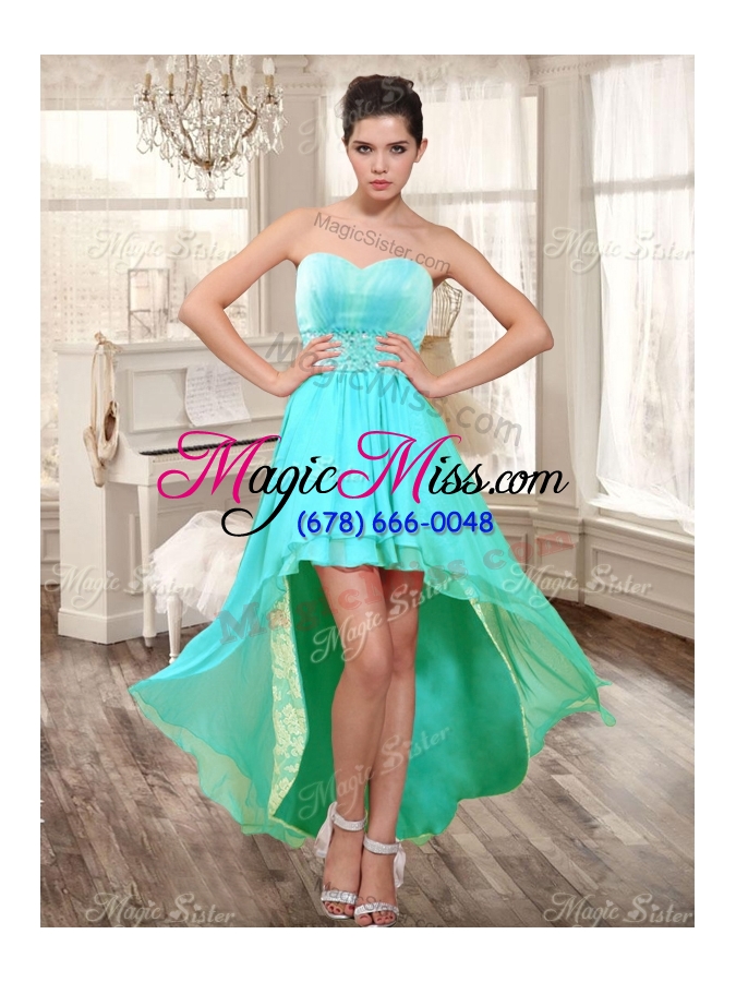 wholesale perfect applique and ruffled quinceanera dress and high low beaded dama dresses