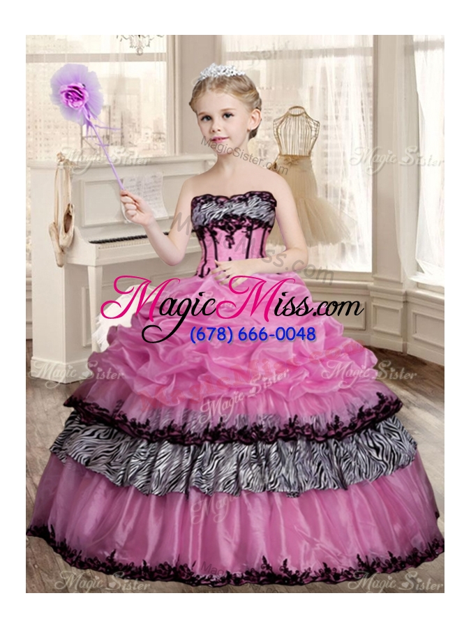 wholesale luxurious applique zebra rose pink quinceanera dress and strapless white dama dresses and pick ups mini quinceanera dress and applique mother of the bride dress