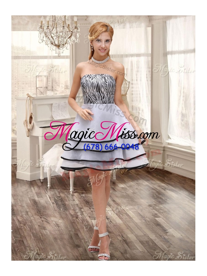 wholesale luxurious applique zebra rose pink quinceanera dress and strapless white dama dresses and pick ups mini quinceanera dress and applique mother of the bride dress