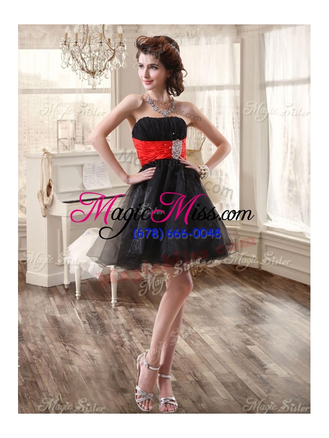 wholesale pretty zebra ruffled red and black quinceanera dress and beaded short dama dresses