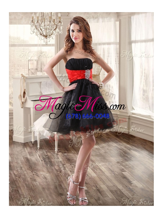 wholesale pretty zebra ruffled red and black quinceanera dress and beaded short dama dresses