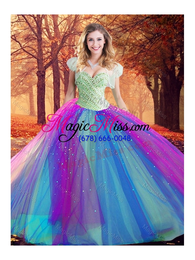 wholesale custom fit multi color quinceanera dress with beading