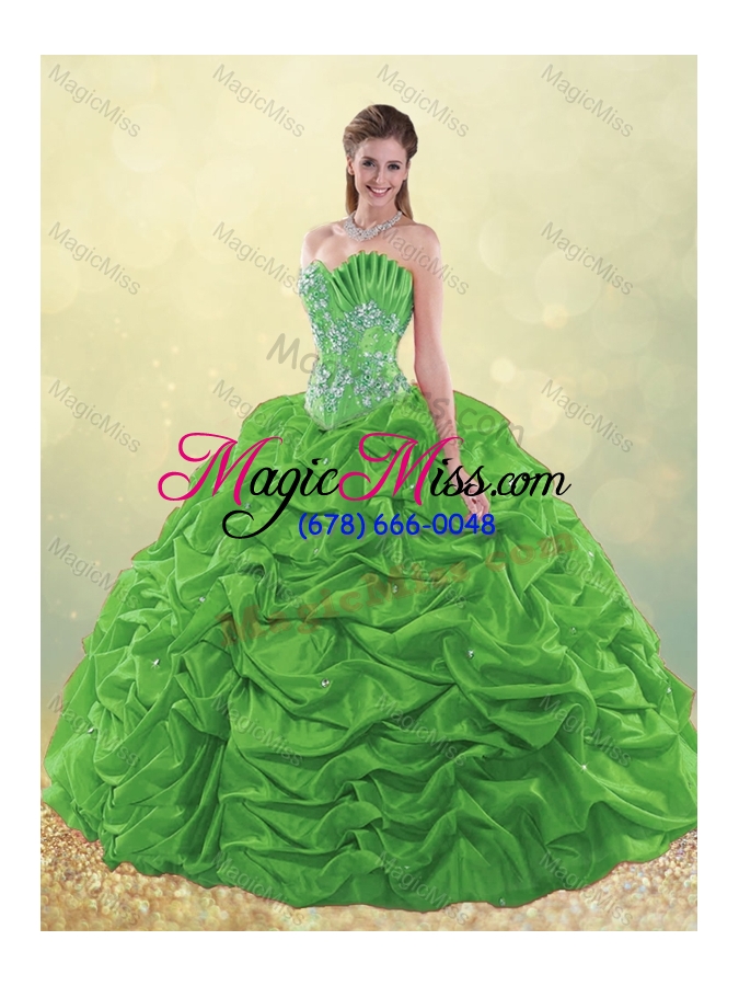 wholesale latest taffeta teal quinceanera dress with beading and bubbles