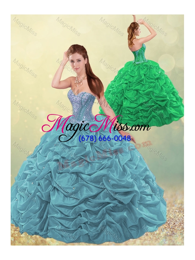 wholesale new arrivals beaded and bubble quinceanera dress in aqua blue