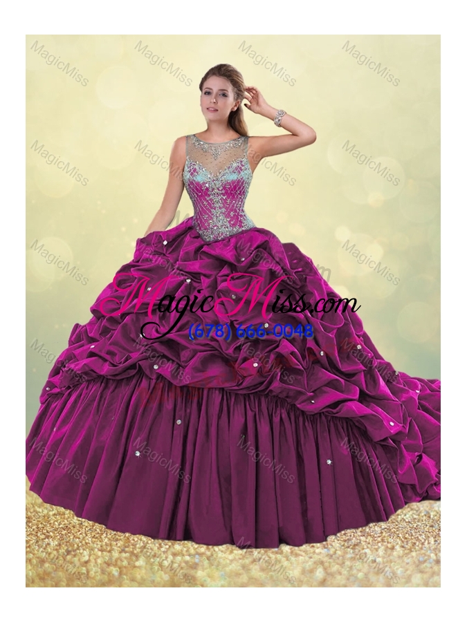 wholesale lovely see through beaded and bubble quinceanera dress in dark green