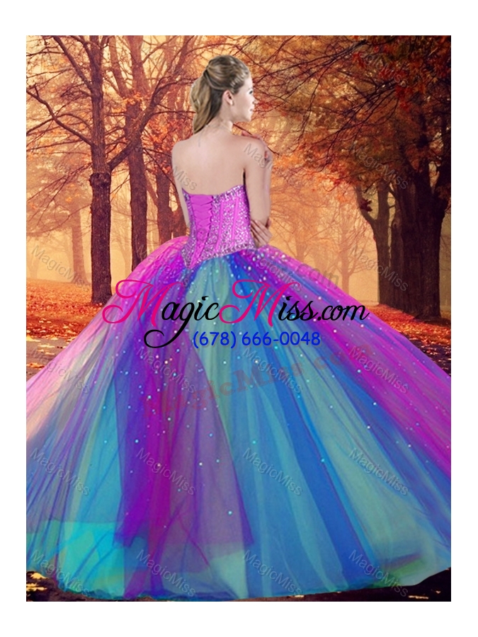 wholesale custom designed multi color quinceanera dress with beading