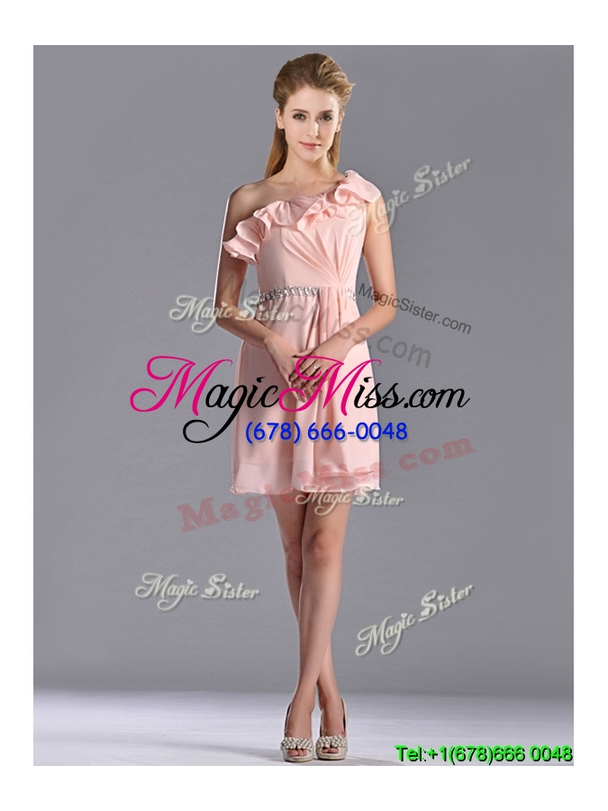 wholesale latest beaded and ruffled pink dama dress with criss cross