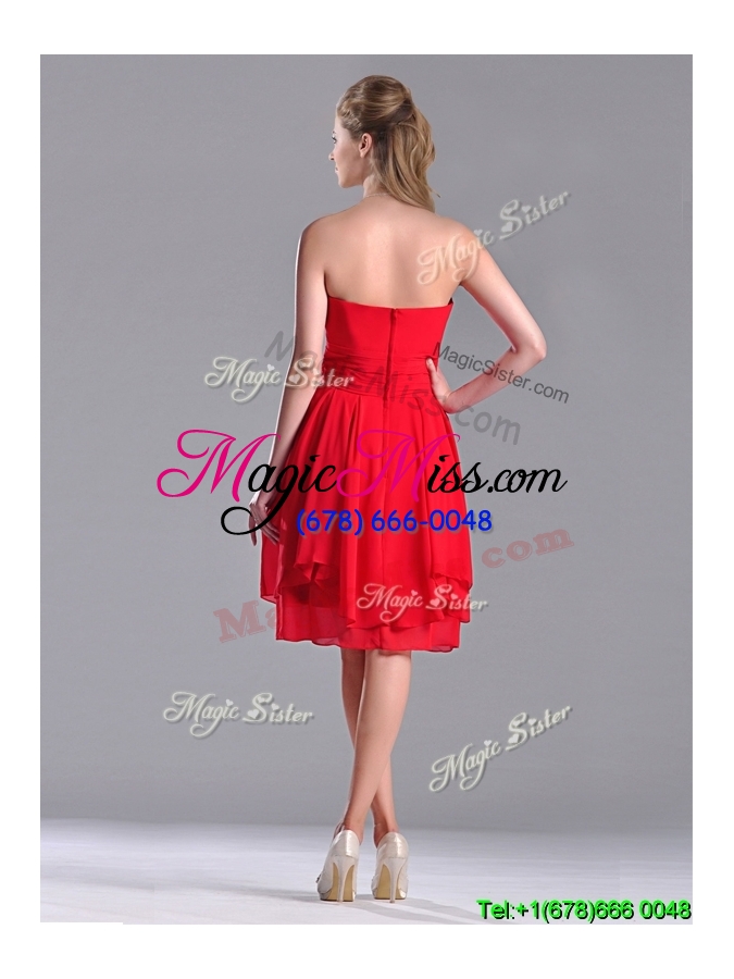wholesale the super hot strapless empire chiffon ruched bridesmaid dress in red