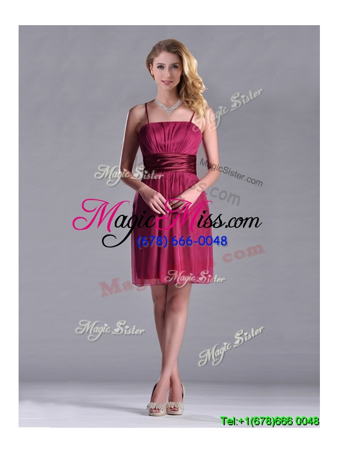 wholesale discount  spaghetti straps chiffon empire dama dress with ruching
