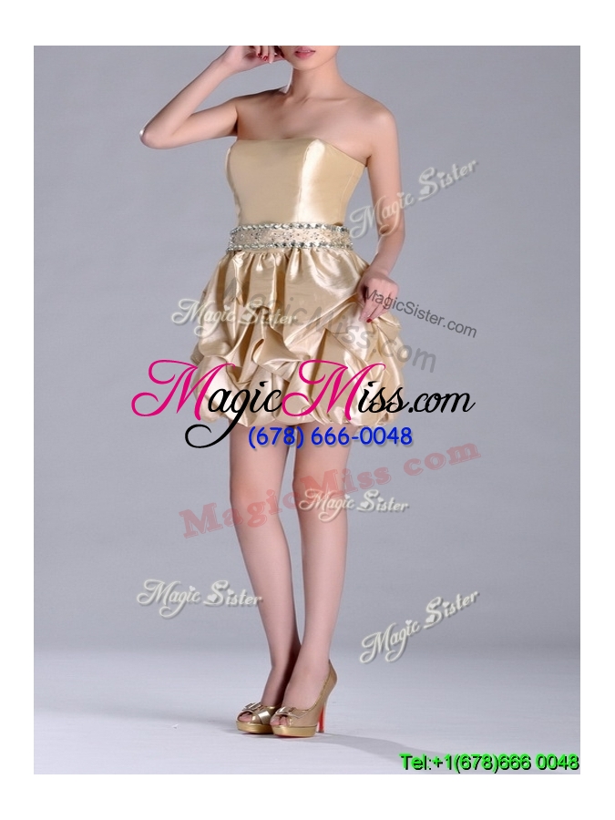 wholesale beautiful strapless beaded and bubble short bridesmaid dress in champagne