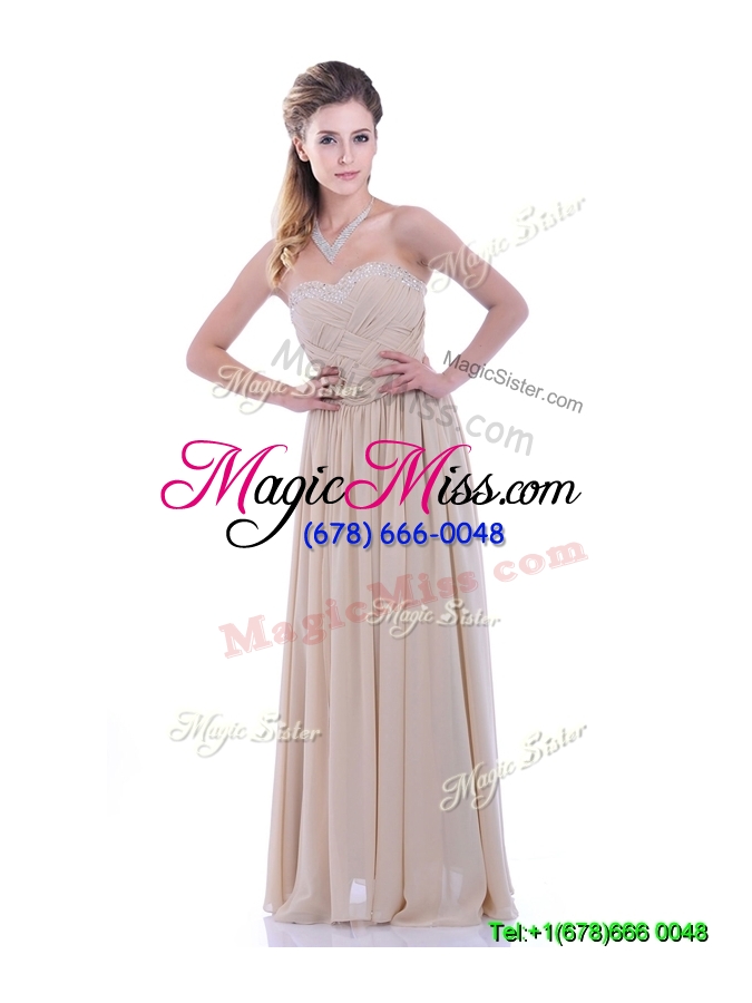 wholesale discount empire champagne chiffon dama dress with beading and ruching