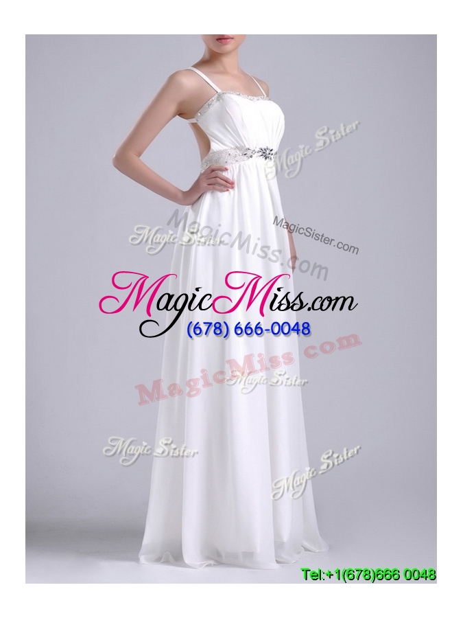wholesale discount  beaded top and waist white dama dress with criss cross