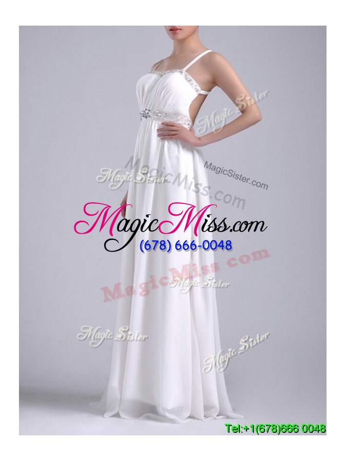wholesale discount  beaded top and waist white dama dress with criss cross