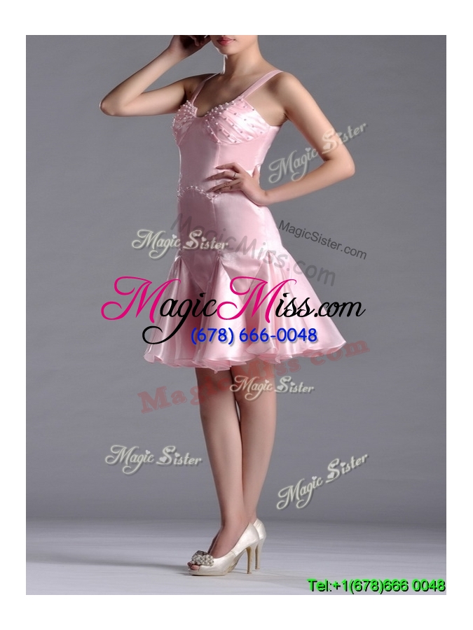 wholesale discount  beaded bust straps short dama dress in baby pink