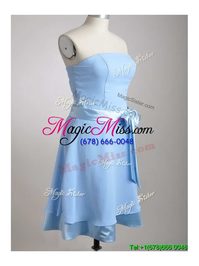 wholesale discount  bowknot chiffon short  dama dress in light blue