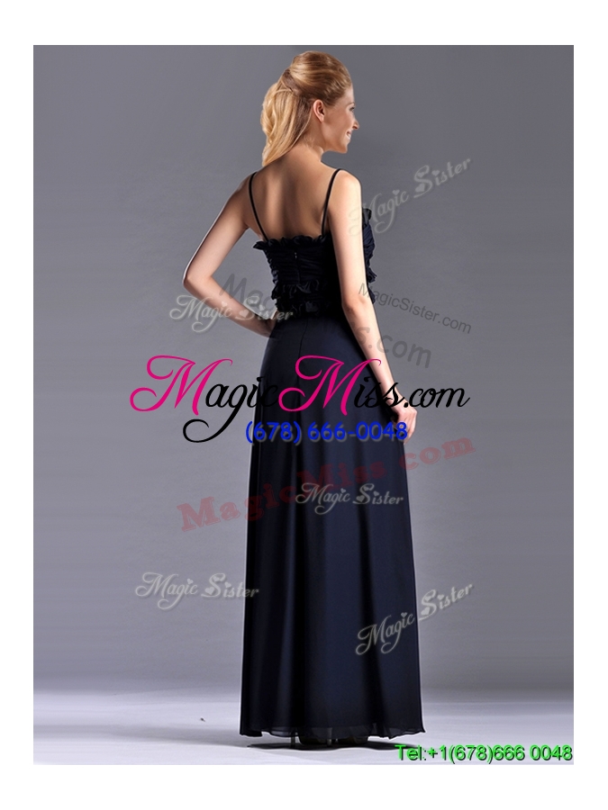 wholesale simple empire straps chiffon ruching navy blue dama dress for holiday