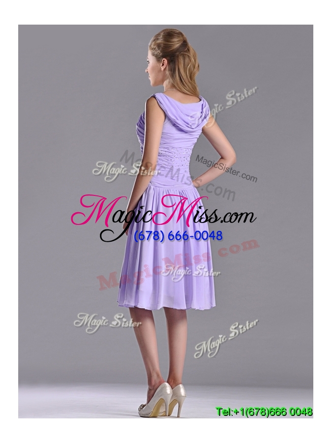 wholesale lovely empire chiffon lavender dama dress with beading and ruching