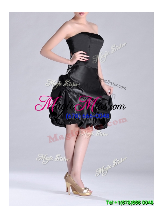 wholesale new arrivals strapless taffeta black dama dress in knee length
