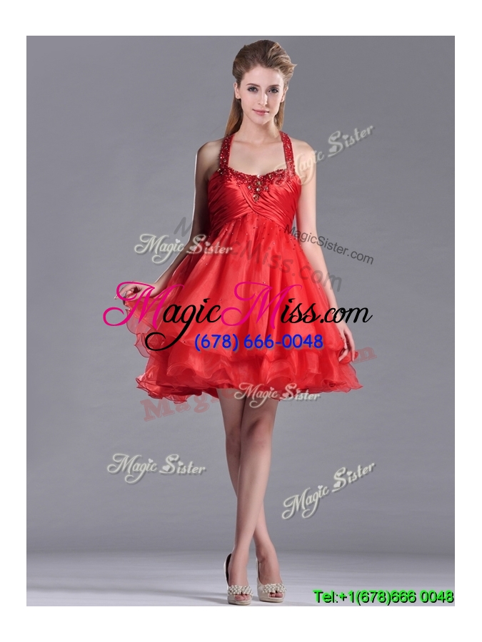 wholesale modern beaded decorated top and halter top dama dress in organza