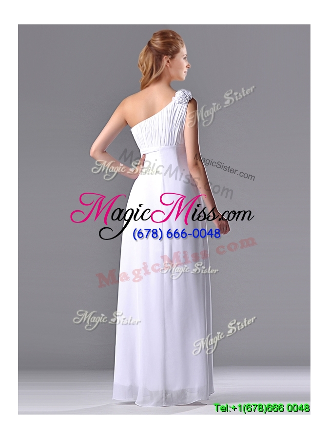 wholesale elegant empire hand crafted side zipper white dama dress with one shoulder