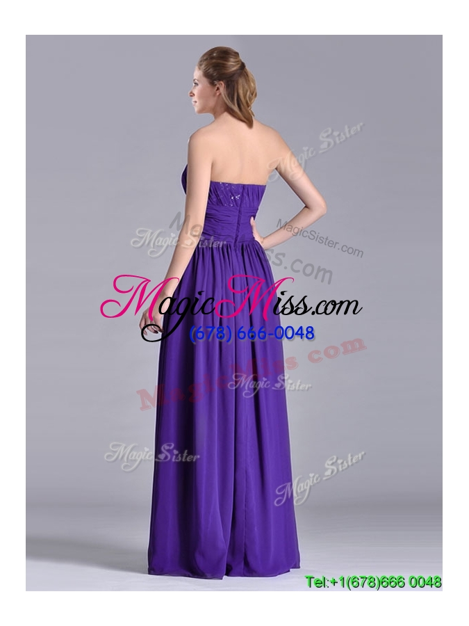 wholesale beautiful empire ruched chiffon long dama dress in purple