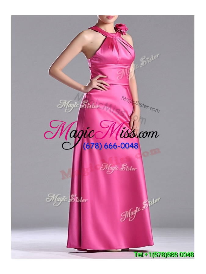 wholesale new style hand crafted flowers hot pink cheap dress with criss cross