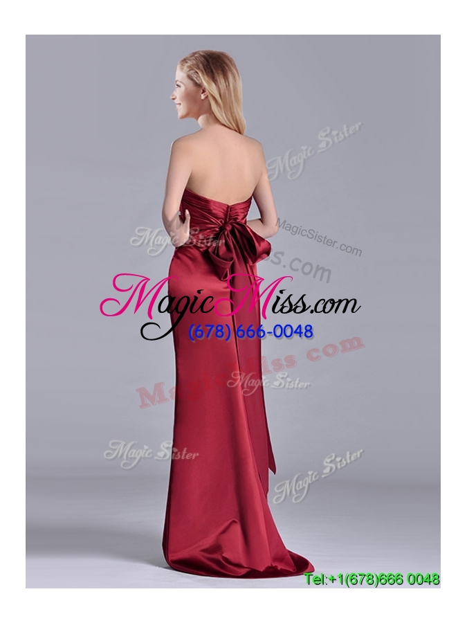 wholesale elegant  column sweetheart wine red mother groom dress with brush train