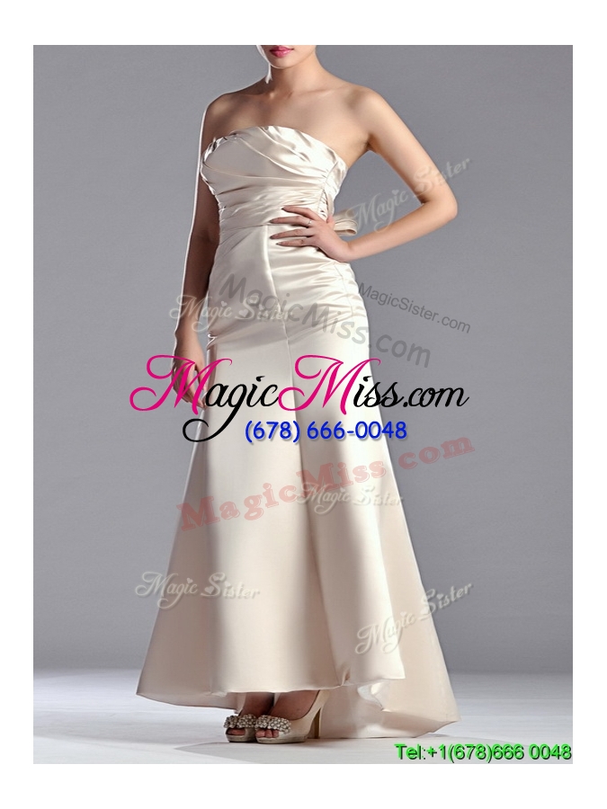 wholesale elegant  white column strapless mother groom  dress with brush train