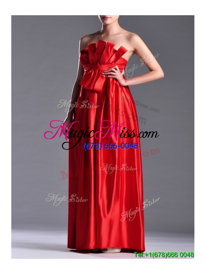 wholesale elegant  empire red long mother groom dress in elastic woven satin