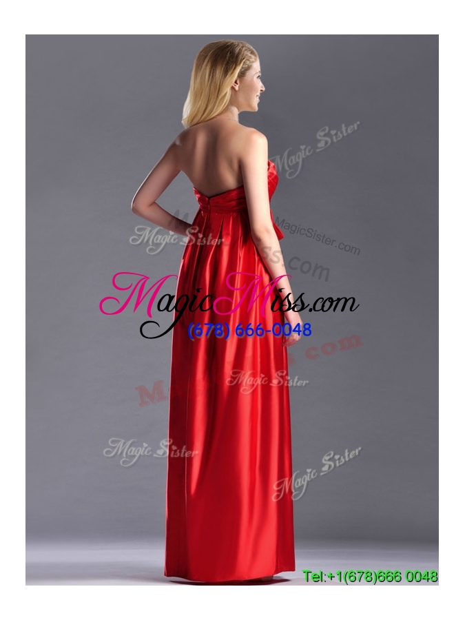 wholesale elegant  empire red long mother groom dress in elastic woven satin