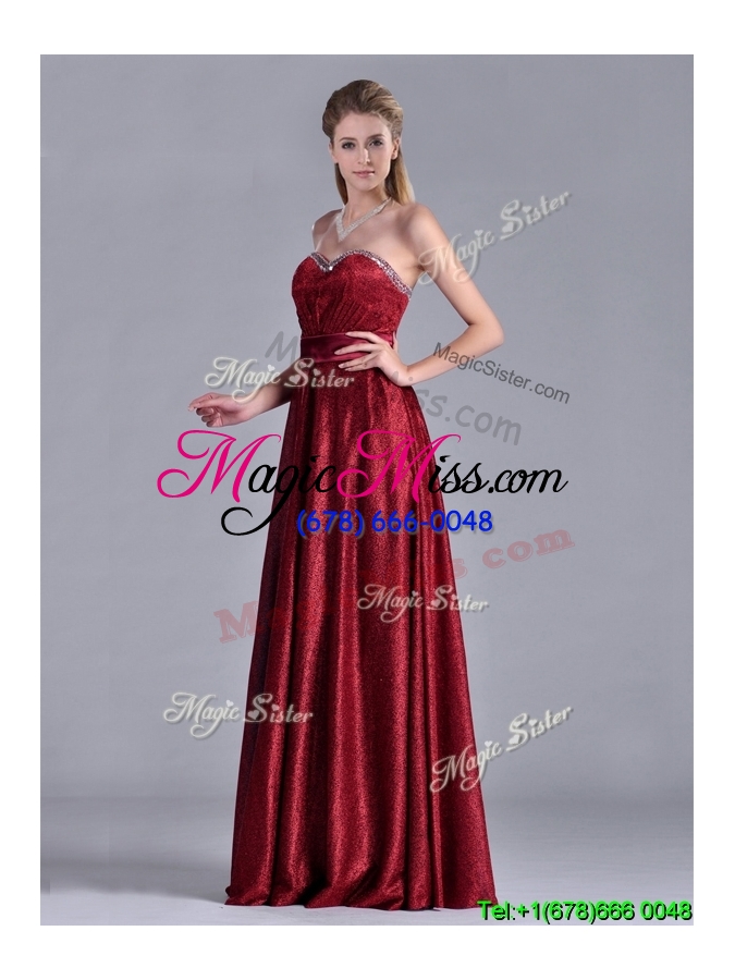 wholesale classical empire sweetheart wine red cheap dress with beaded top
