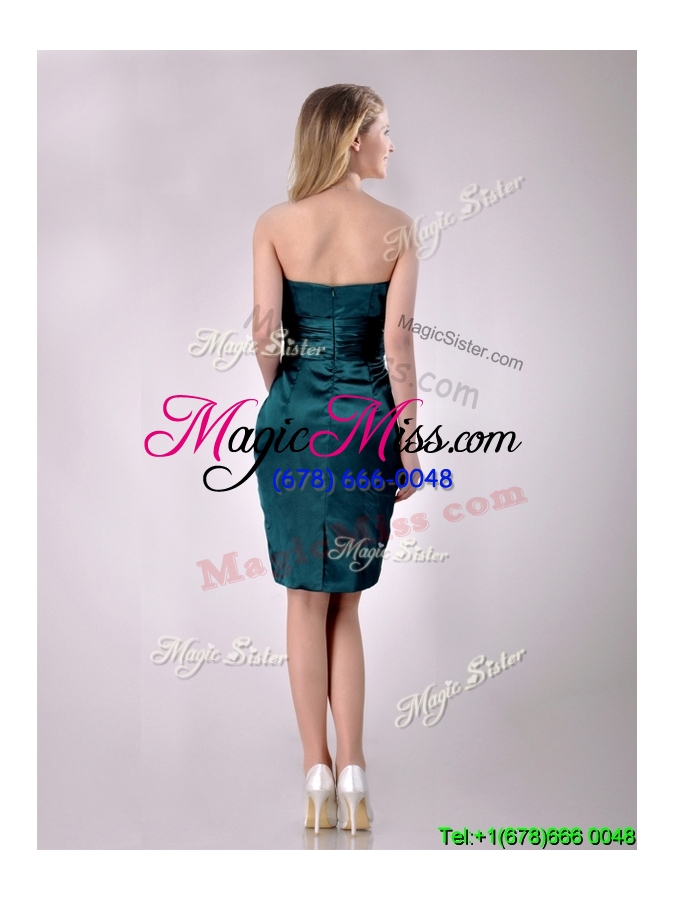 wholesale exclusive column ruched decorated bodice cheap dress in hunter green
