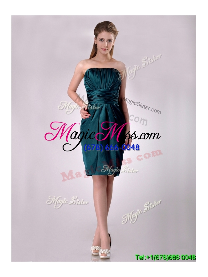 wholesale exclusive column ruched decorated bodice cheap dress in hunter green