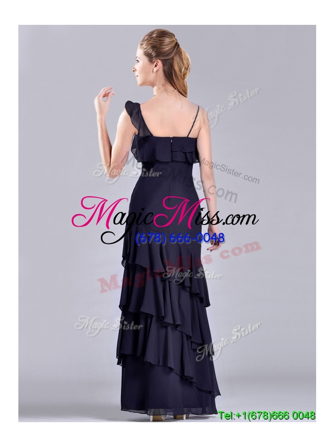 wholesale best selling asymmetrical ankle length  mother groom dress with ruffled layers