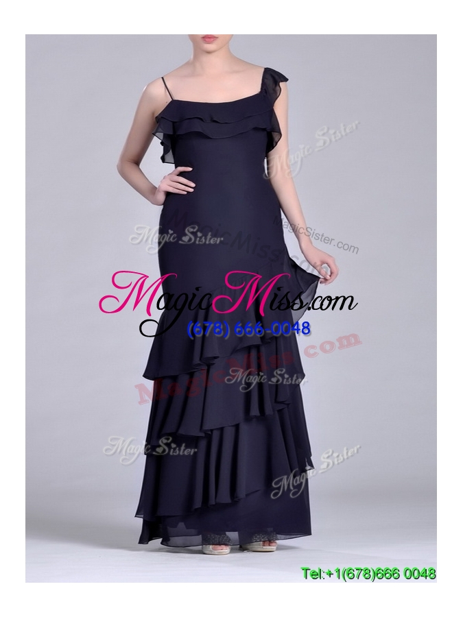 wholesale best selling asymmetrical ankle length  mother groom dress with ruffled layers