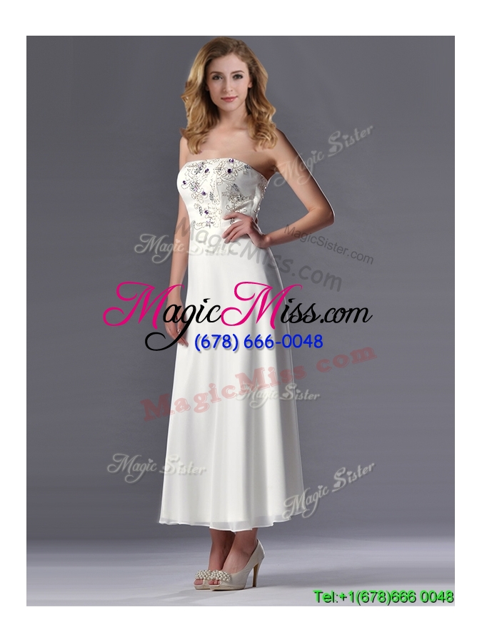 wholesale elegant applique with beading white mother groom  dress in tea length