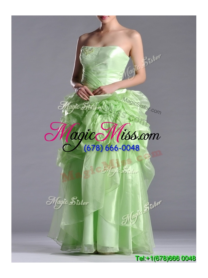wholesale classical beaded and bubble organza cheap dress in yellow green