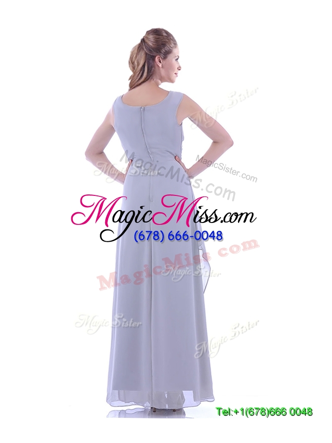wholesale cheap column v neck ankle-length ruching mother groom dress in grey