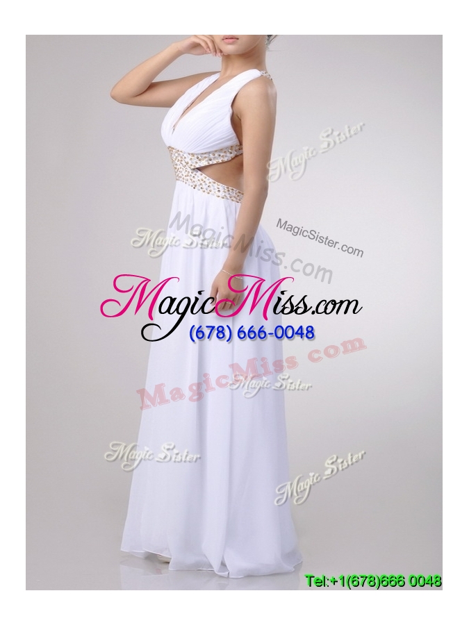 wholesale beautiful deep v neckline cheap dress with beaded decorated criss cross