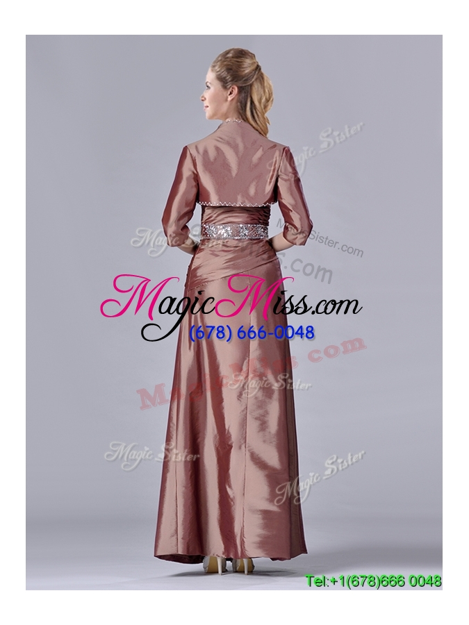 wholesale elegant  column sweetheart brown side zipper beaded mother groom dress with jacket