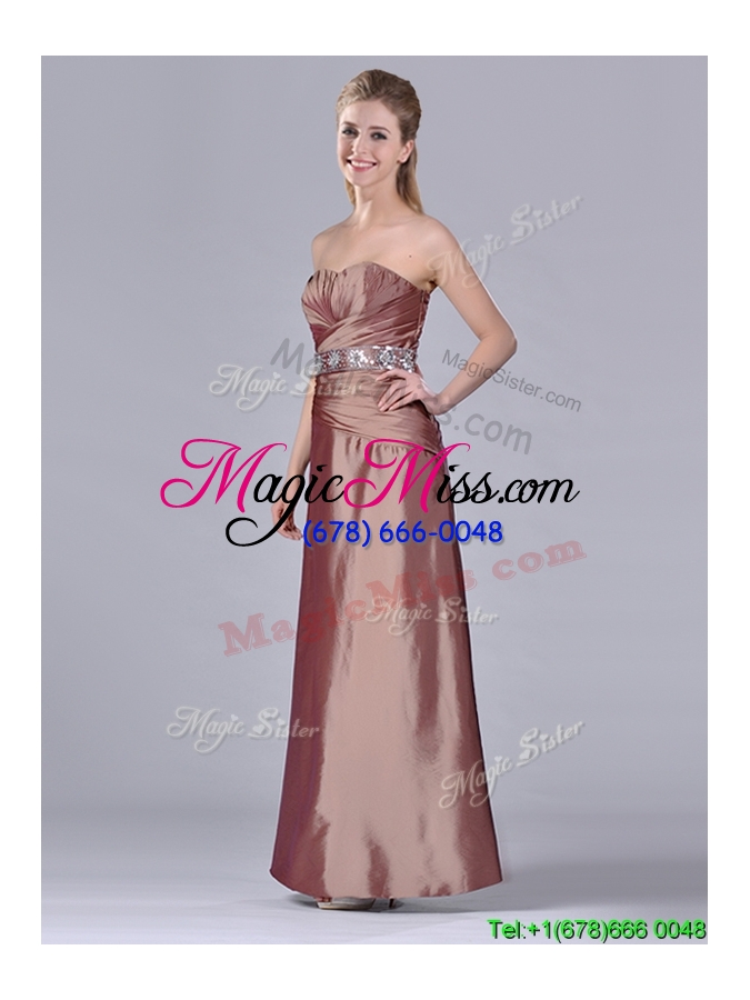 wholesale elegant  column sweetheart side zipper beaded mother groom dress in brown